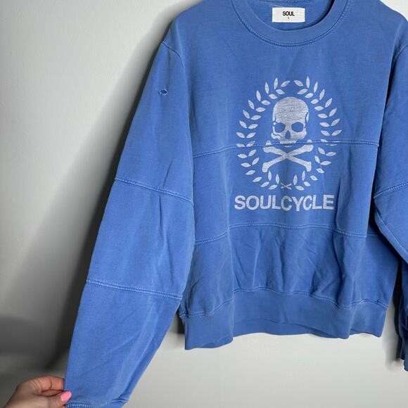 Soul by Soul Cycle Women’s Crest Blue Split Seam‎ Derek Sweatshirt Size L - Picture 3 of 9